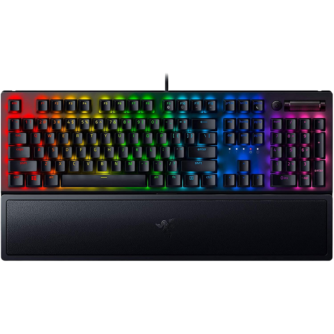 Razer BlackWidow V3 Green Mechanical Gaming Keyboard - RGB Backlit, Full Size, Tactile and Clicky, Doubleshot ABS Keycaps