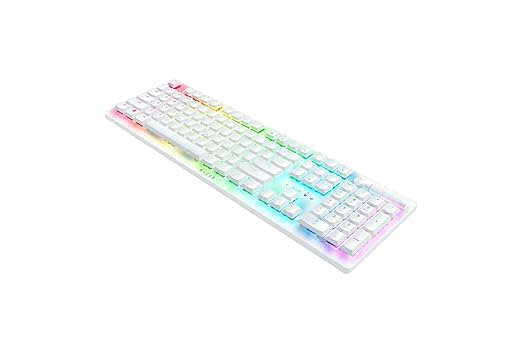 Razer DeathStalker V2 Pro Wireless Gaming Keyboard Low-Profile Clicky Optical Purple Switches (White Edition)