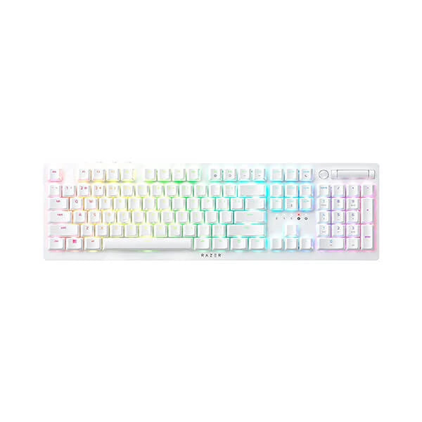 Razer DeathStalker V2 Pro Wireless Gaming Keyboard Low-Profile Clicky Optical Purple Switches (White Edition)