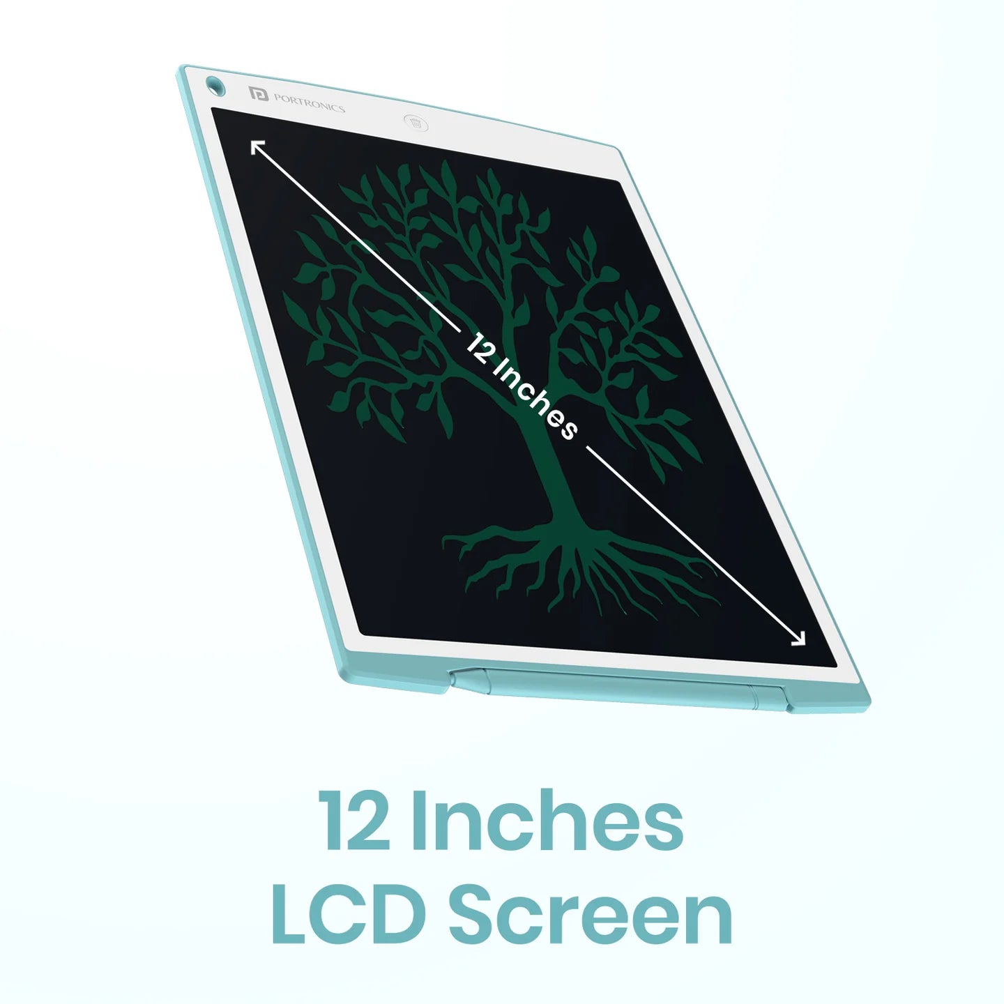 PORTRONICS Ruffpad 12 Re Writable LCD Pad | Green LCD | One-Press Erase | 12 Inches Screen | Erase Lock Switch