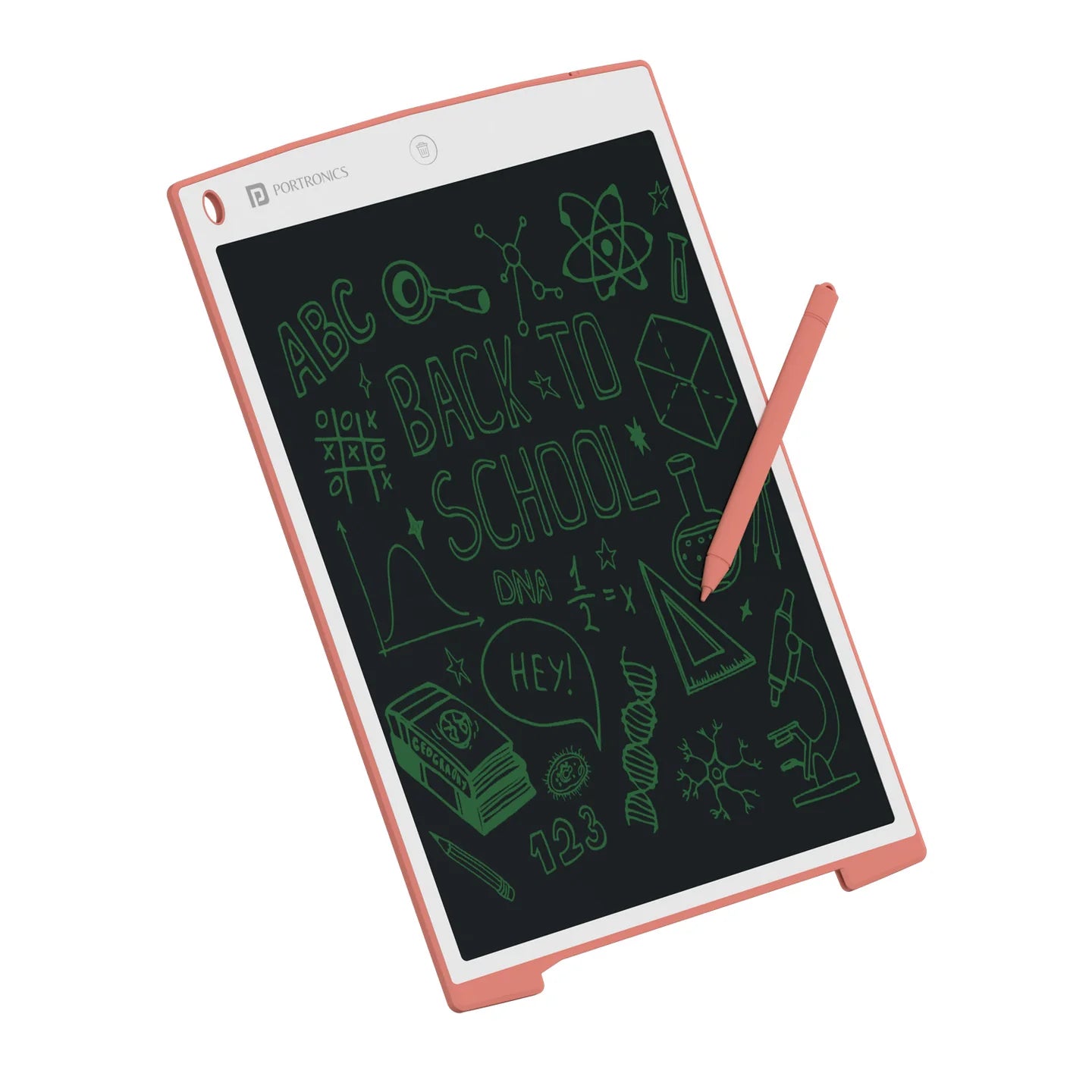 PORTRONICS Ruffpad 12 Re Writable LCD Pad | Green LCD | One-Press Erase | 12 Inches Screen | Erase Lock Switch