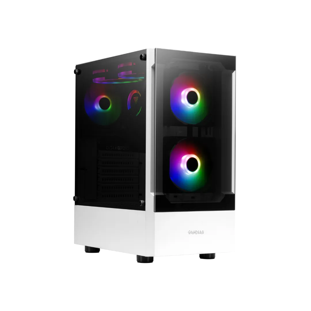 TALOS E3 White Glass Case with 3 ARGB Fans