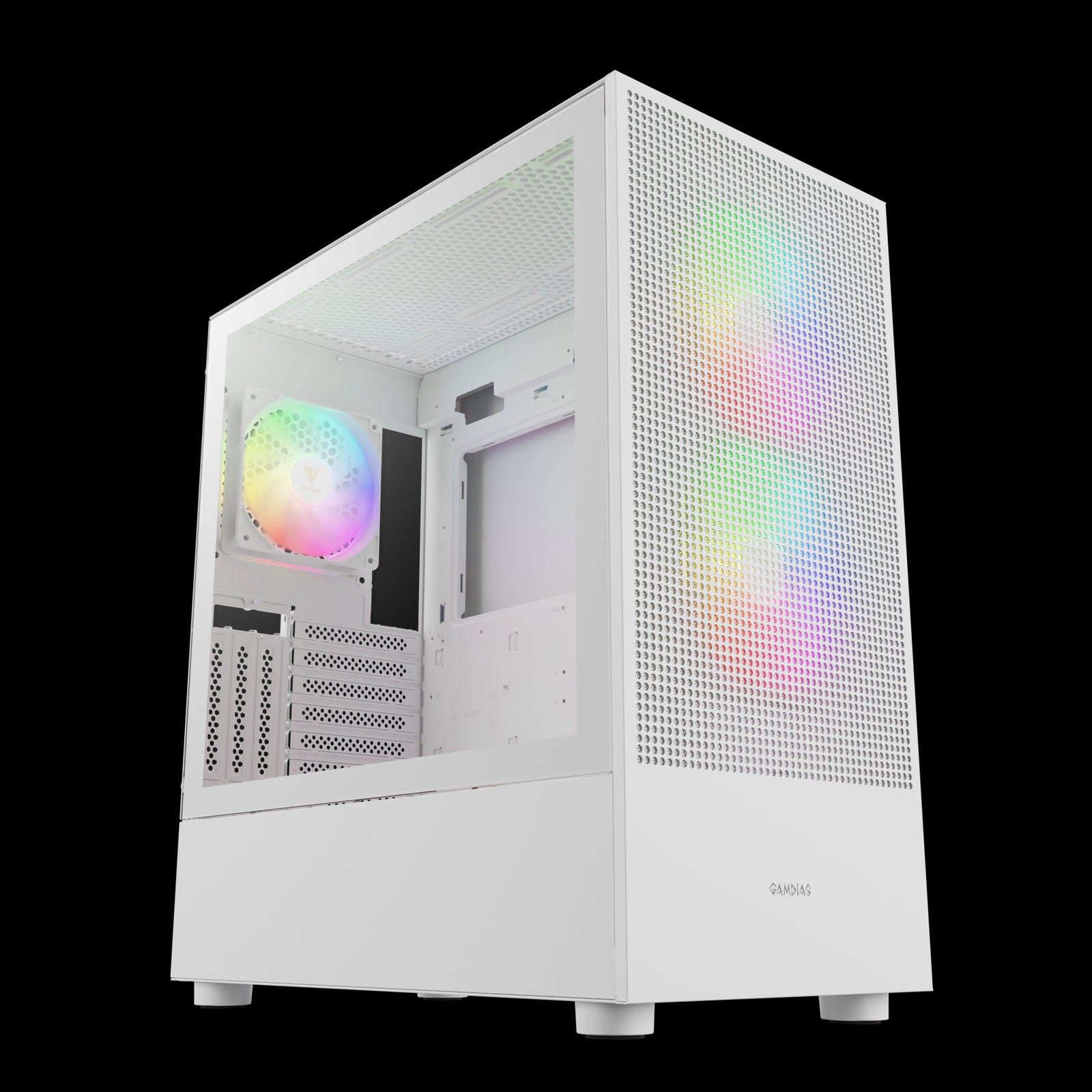 GAMDIAS TALOS E3 Mesh Elite WH White Mid Tower Case with ARGB PWM Fans