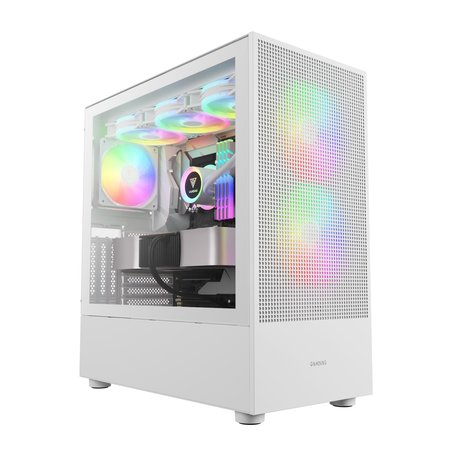 GAMDIAS TALOS E3 Mesh Elite WH White Mid Tower Case with ARGB PWM Fans