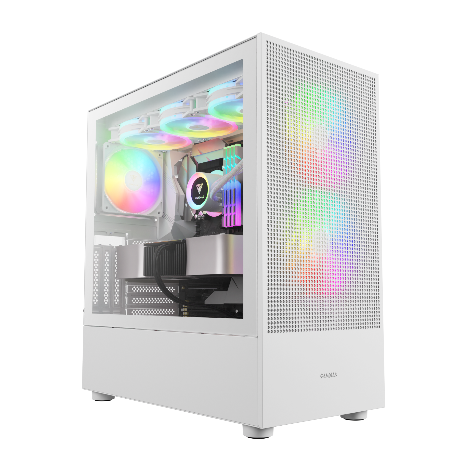 GAMDIAS TALOS E3 Mesh Elite WH White Mid Tower Case with ARGB PWM Fans
