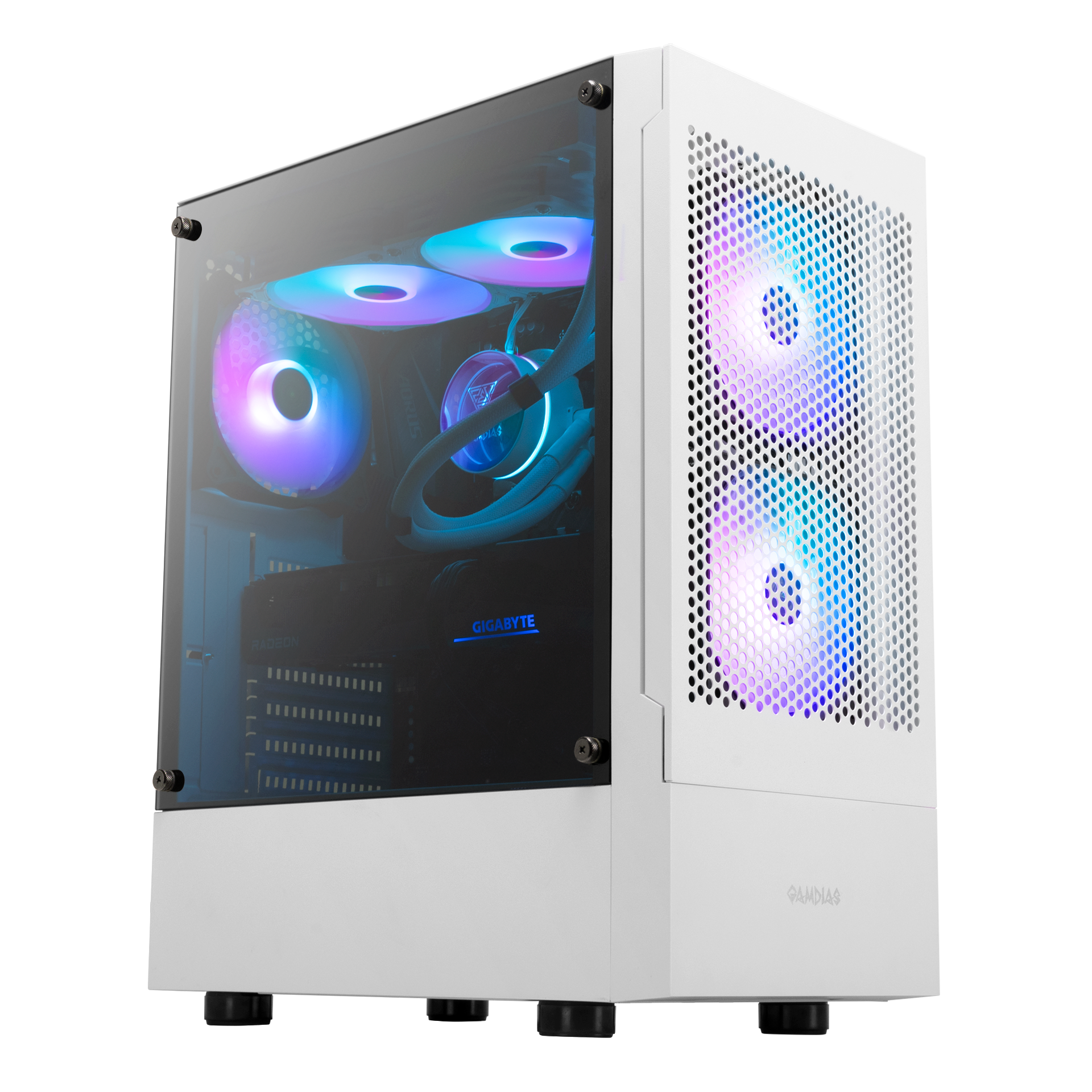 GAMDIAS TALOS E3 Mesh White Mid Tower Case with ARGB Fans & Front Mesh