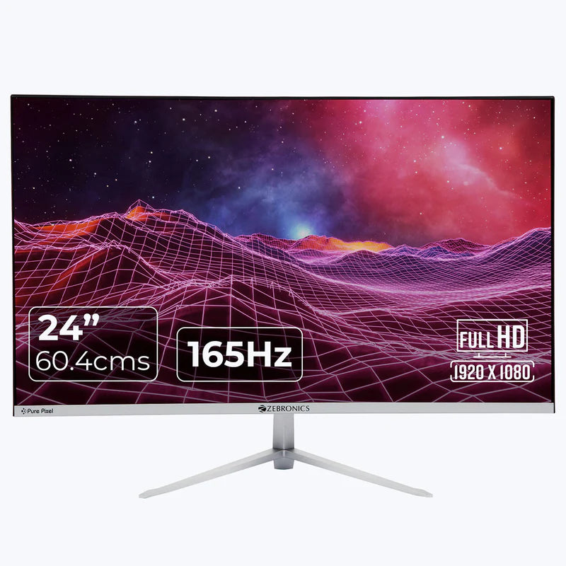 Zebronics 60.4cms 24inch Gaming Monitor - Wht/ Ips/ 165HZ/ 8 MS/ Brightness 300 Nits/ Hdmi & Dp/ USB Port/ Speaker