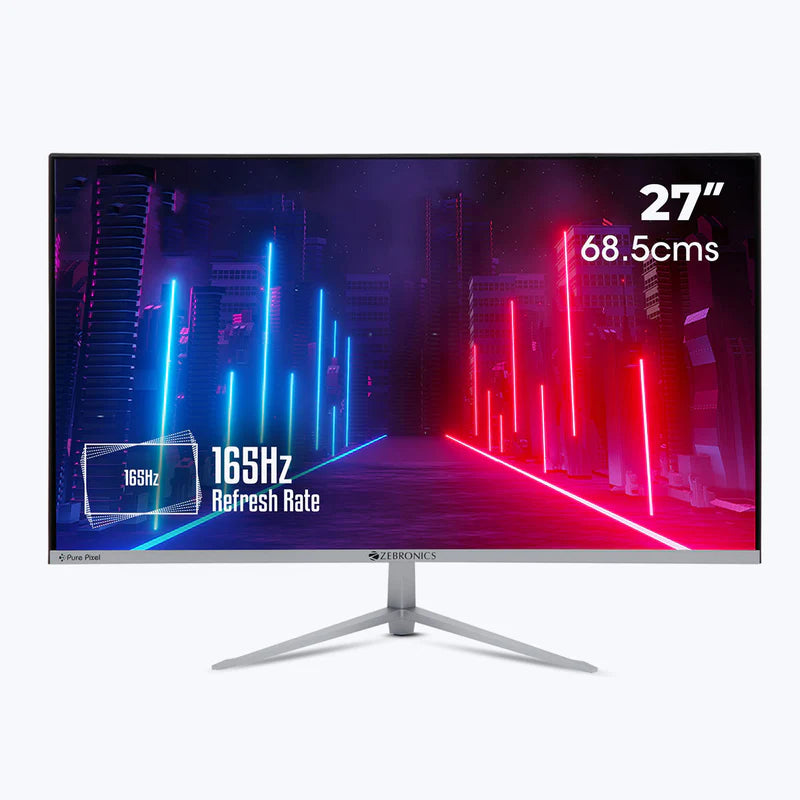 Zebronics 27inch (68.5 cm) Gaming Monitor (MT91-Zeb A27fhd) - Wht/ Ips/ 165HZ/ 12 MS/ Brightness 300 Nits/ Hdmi & Dp/ Dp Cable/ USB Port for Charging/ Built I Speaker/ Hdmi & Dp ........