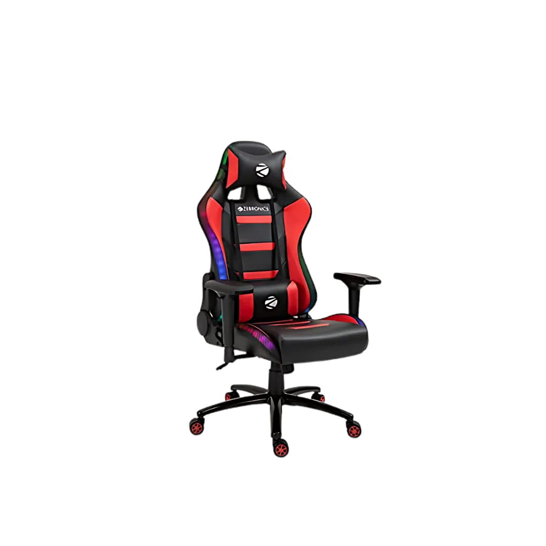 Zebronics Black With Red Gaming Chair (Zeb-GC3000) Wing Back, Adjustable Height, Faux Leather