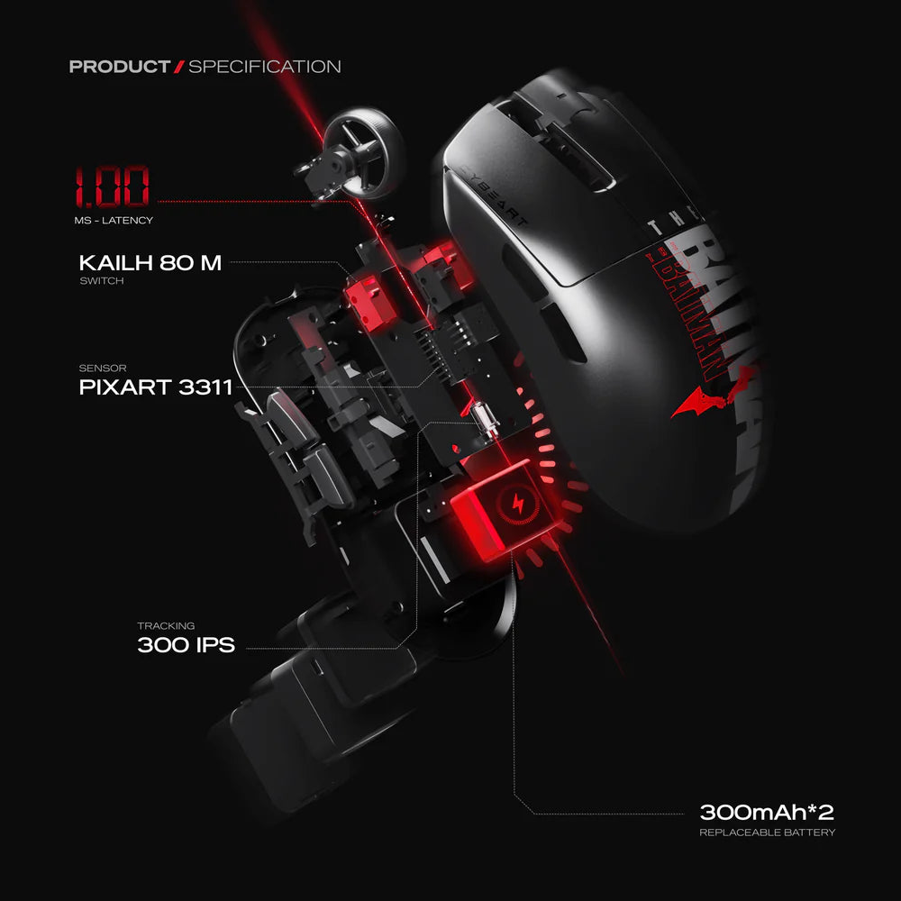 Cybeart Artemis - The Batman | 1K 52g Ultra-light Hot-Swap Tri-Mode Gaming Mouse - | Buy Online at Shwetha Computers