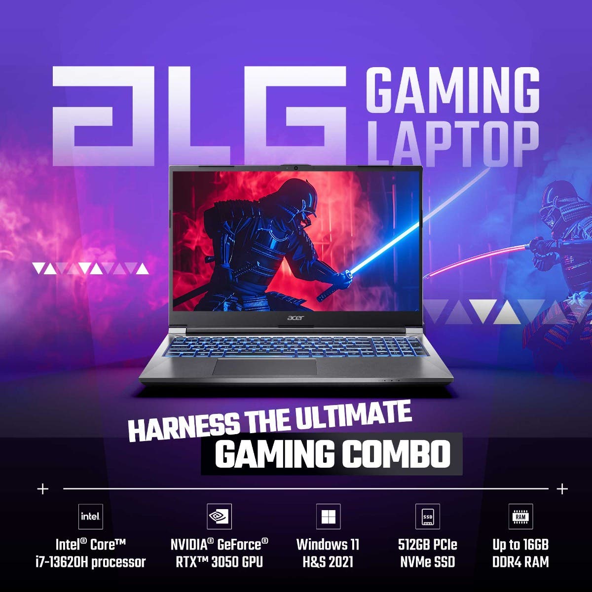 Acer ALG (AL15G-53) Gaming Laptop Intel Core i7-13620H Processor, RTX 3050, 16 GB, 512 GB SSD, 15.6" FHD, UN.34LSI.002