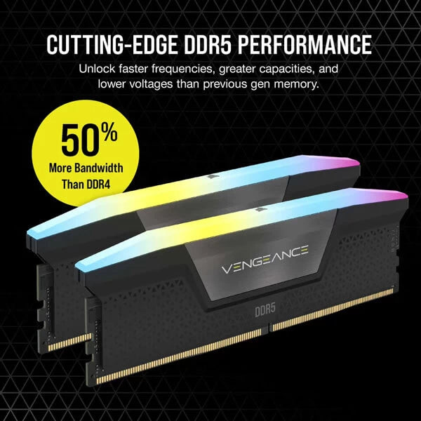 Corsair Vengeance RGB 32GB (16GBx2) DDR5 7200MHz Ram (Black)