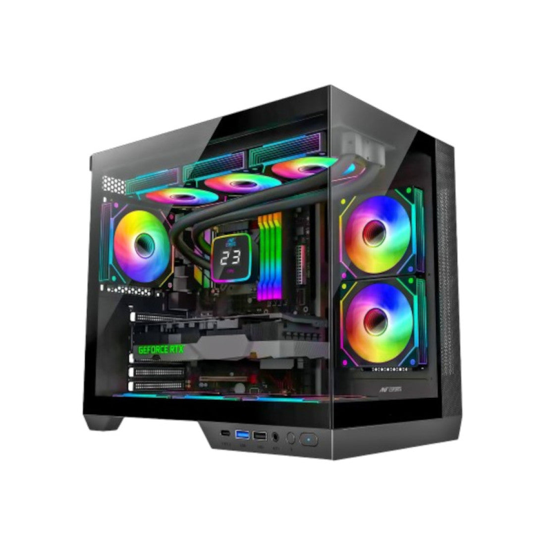 Ant Esports Crystal X4 ARGB Mid Tower Gaming Cabinet (Black)