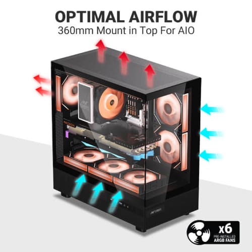 Ant Esports Crystal X6 ARGB  Mid Tower Cabinet (Black)