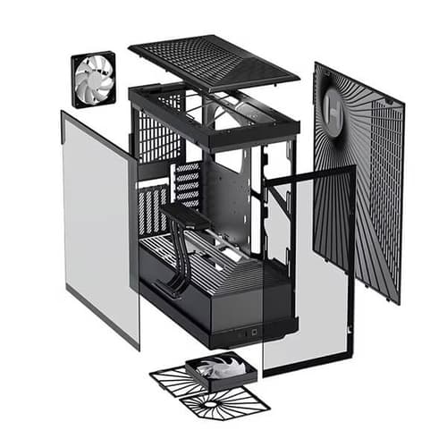 Hyte Y40 Panoramic TG ATX  Mid Tower Cabinet Case with PCIE 4.0 Riser (Black)