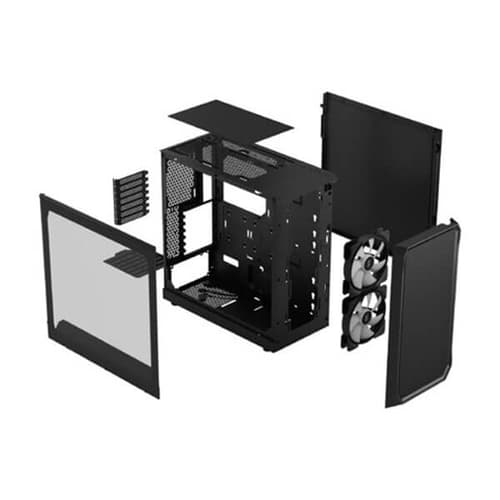 Fractal Focus 2 RGB Black TG Clear Tint Mid Tower Cabinet - | Buy Online at Shwetha Computers