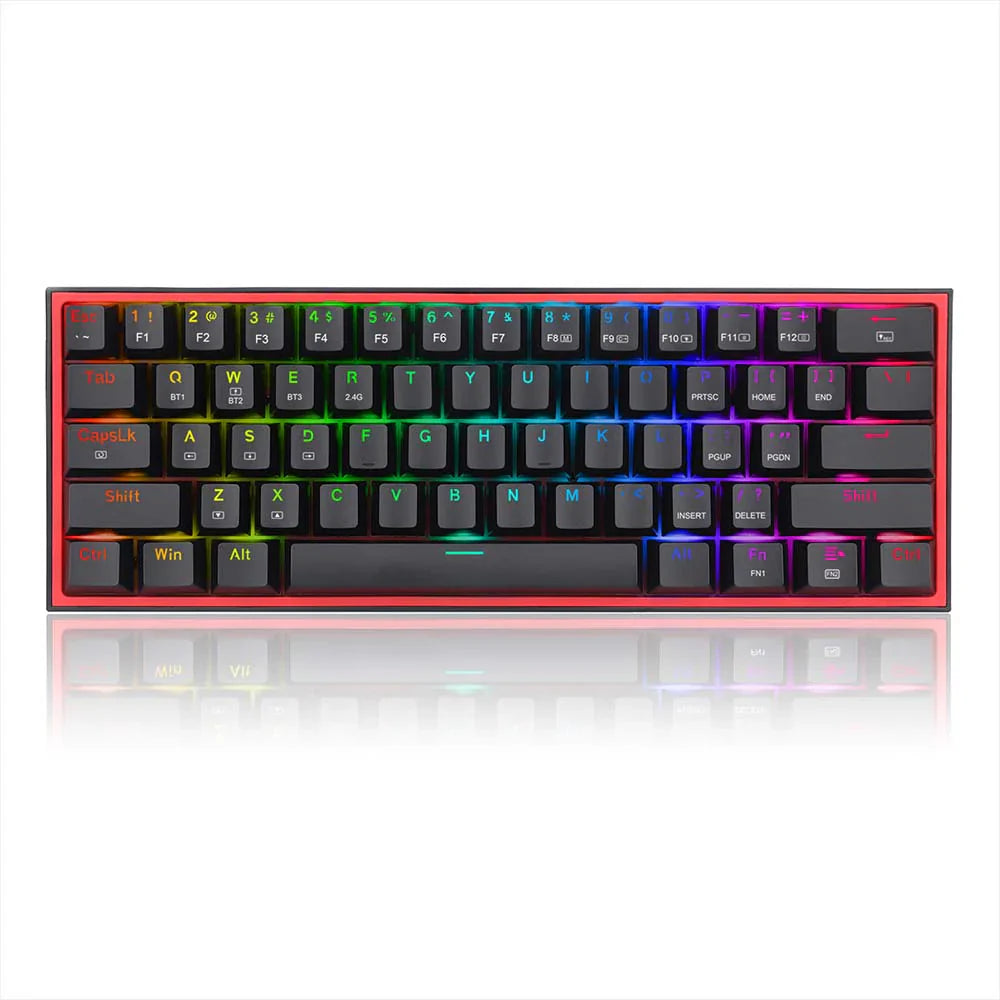 Redragon FIZZ PRO K616 - 60% Wired+2.4Ghz+BT Mechanical Keyboard Black (Red Switch)