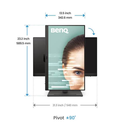 BenQ GW2490T 24 Inch FHD Eye-Care Monitor with Height-Adjustable Stand (Black)
