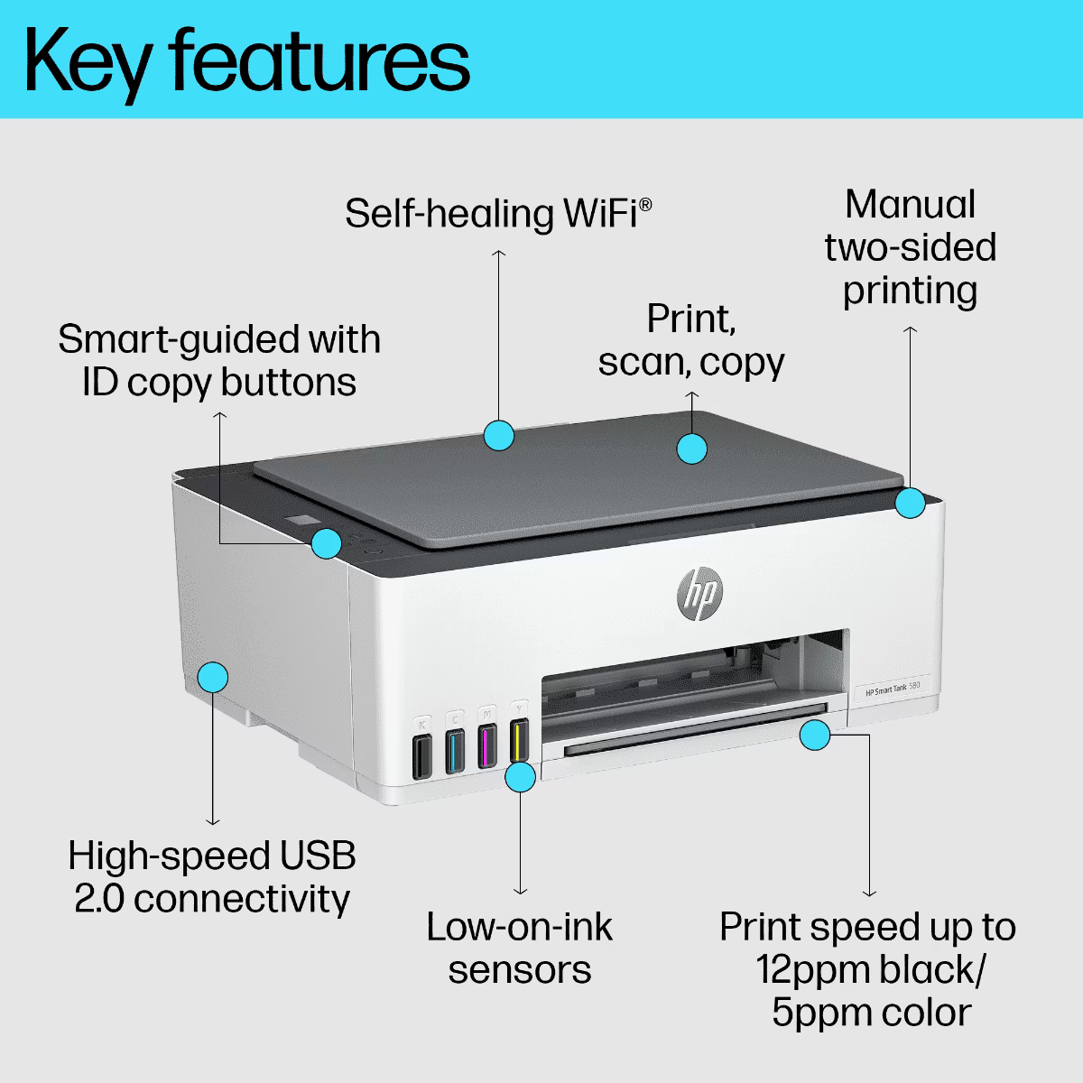 HP 580 Ink Tank PSCWL MFP | Print, Copy and Scan for Home and Office - | Buy Online at Shwetha Computers