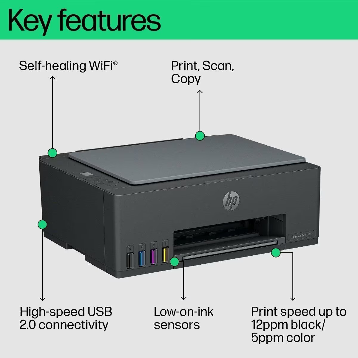 HP 581 Ink Tank PSCWL MFP | Print, Copy and Scan for Home and Office - | Buy Online at Shwetha Computers