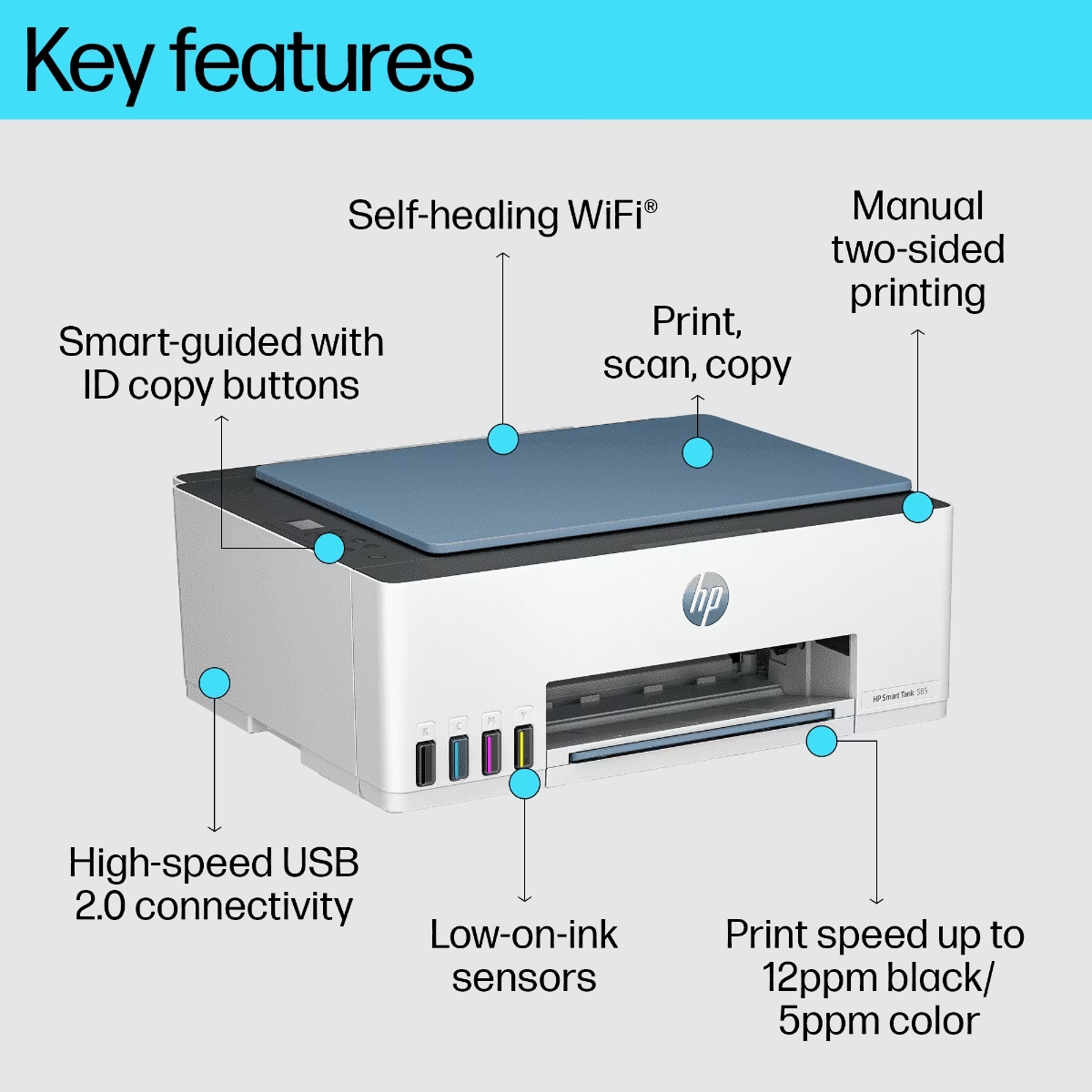 HP 585 Ink Tank PSCWL MFP | Print, Copy and Scan for Home and Office - | Buy Online at Shwetha Computers