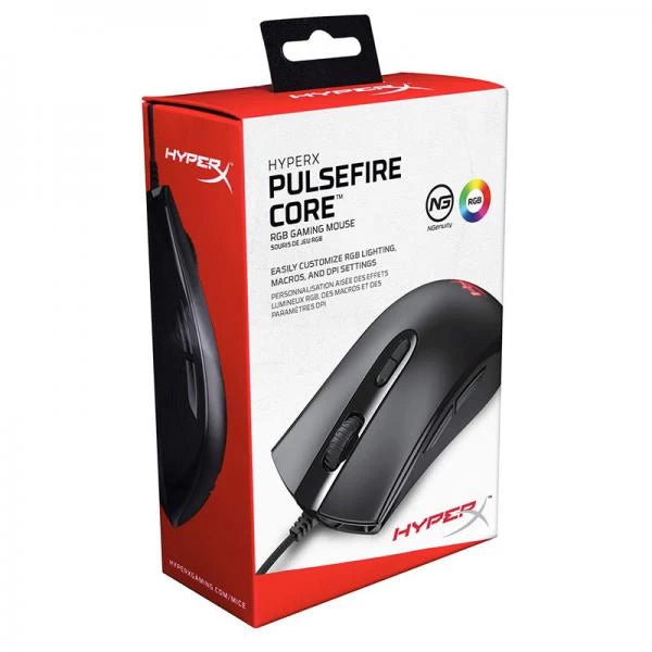 HyperX Pulsefire Core RGB Gaming Mouse 6200 DPI Pixart Sensor USB 2.0 7 Buttons 20M Clicks 1000Hz Polling Rate