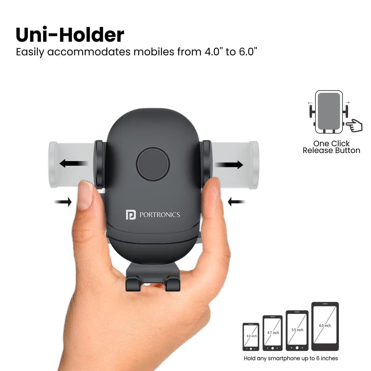 PORTRONICS Clamp M2 Mobile Phone Holder | Adjustable Height | 360° Rotation | Suction Cup Mount | 180° Pivot - | Buy Online at Shwetha Computers