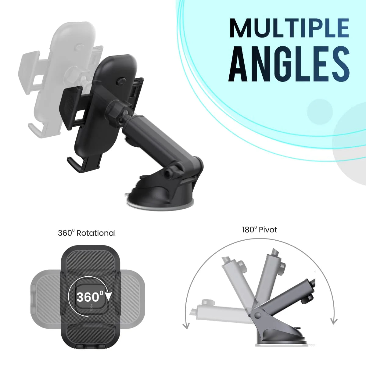 PORTRONICS Clamp M Car Mobile Holder | Adjustable Height | 360° Rotation | Suction Cup Mount | 180° Pivot - | Buy Online at Shwetha Computers