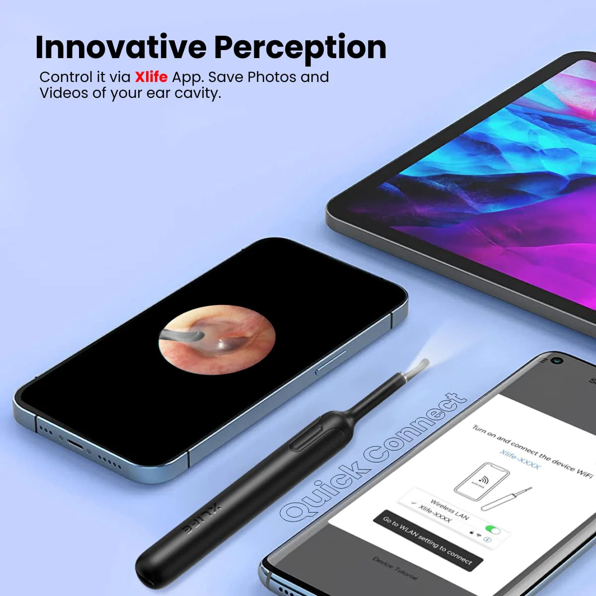 PORTRONICS Xlife Smart Wireless Ear Cleaning | Ultralight&Fine | 1080p Camera | 3.5mm Lens | 30 Min. Playtime
