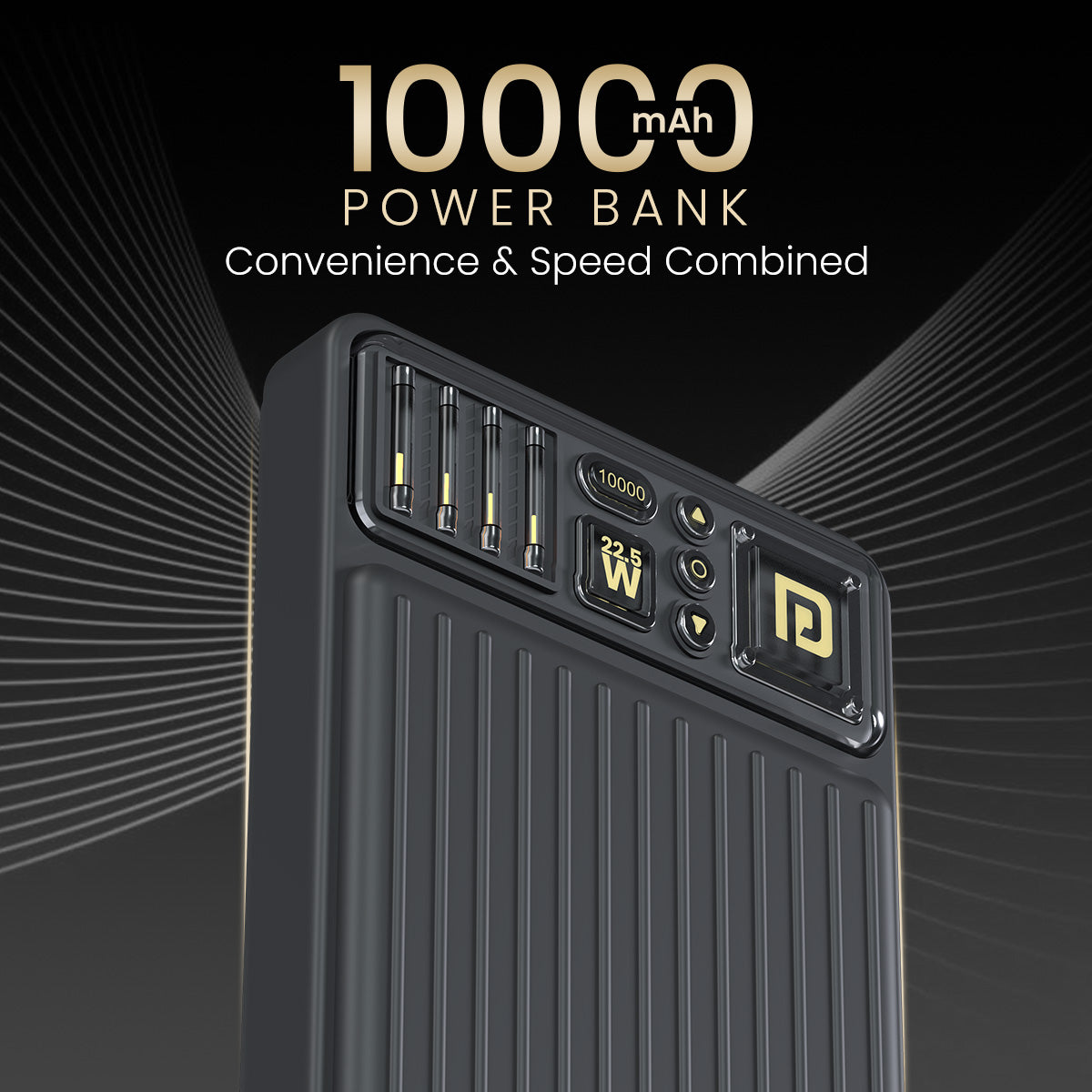 PORTRONICS Luxcell Bind Mini 10K Powerbank | In Built Type C & 8 Pin Cable |22.5W Fast Charging |Compact & Light Weight |Triple Output