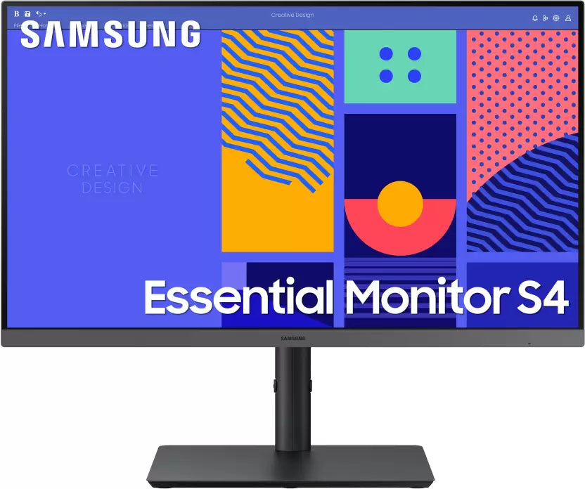 SAMSUNG S4 60.96 cm (24 inch) Full HD IPS Panel with Eye Saver Mode, Flicker Free, Height Adjustable Stand, Borderless Display Monitor (LS24C430GAWXXL)  (AMD Free Sync, Response Time: 4 ms, 100 Hz Refresh Rate)