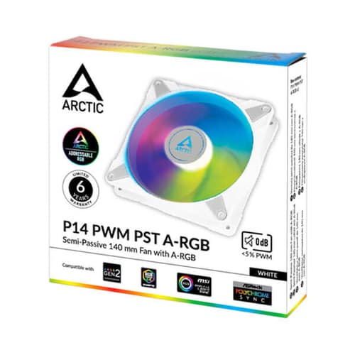 Arctic P14 PWM PST ARGB White Cabinet Cooling Fan (Single Pack)