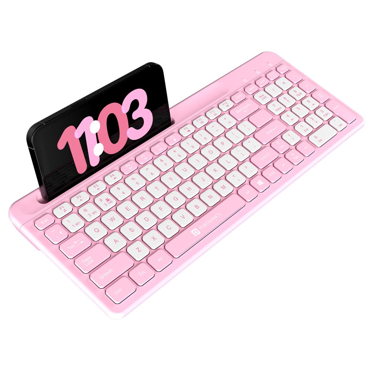 PORTRONICS Bubble Square Wireless Keyboard with Bluetooth & 2.4 GHZ Receiver - Pink | Buy Online at Shwetha Computers