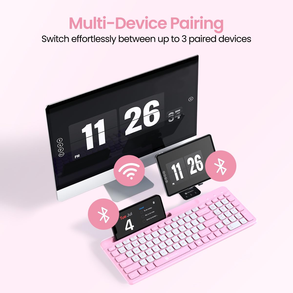 PORTRONICS Bubble Square Wireless Keyboard with Bluetooth & 2.4 GHZ Receiver - | Buy Online at Shwetha Computers
