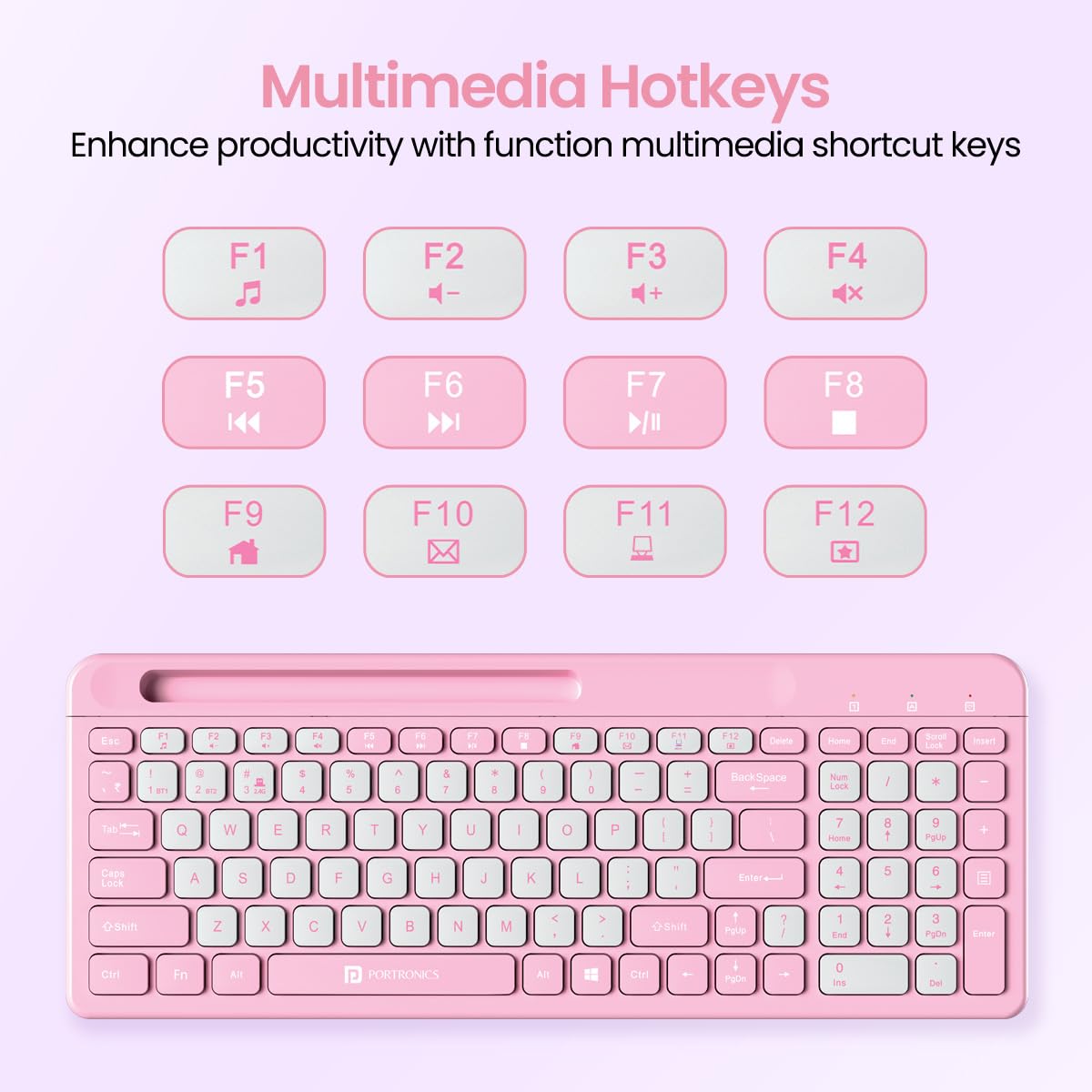 PORTRONICS Bubble Square Wireless Keyboard with Bluetooth & 2.4 GHZ Receiver - | Buy Online at Shwetha Computers