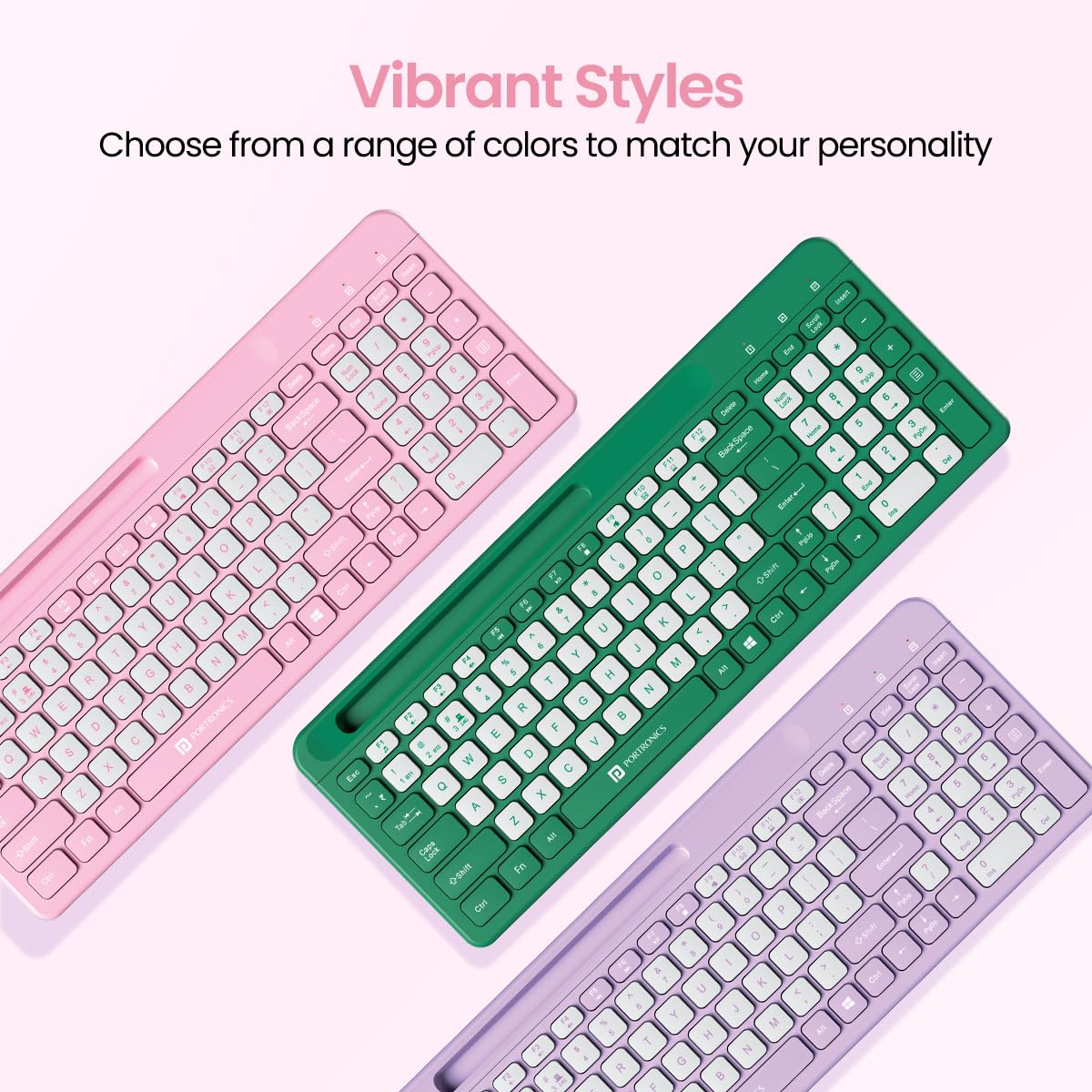 PORTRONICS Bubble Square Wireless Keyboard with Bluetooth & 2.4 GHZ Receiver - | Buy Online at Shwetha Computers
