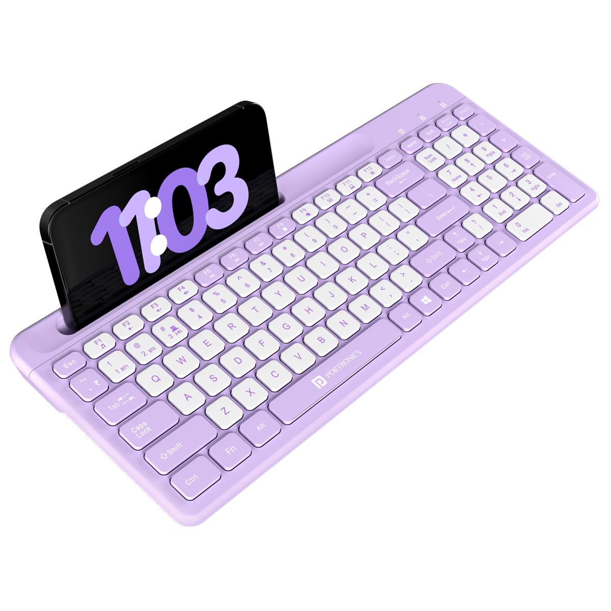 PORTRONICS Bubble Square Wireless Keyboard with Bluetooth & 2.4 GHZ Receiver - Purple | Buy Online at Shwetha Computers