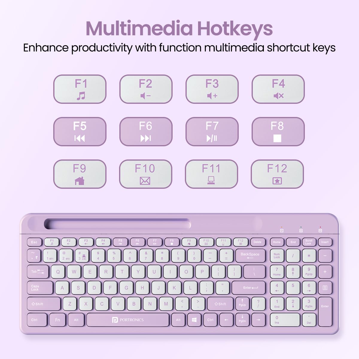 PORTRONICS Bubble Square Wireless Keyboard with Bluetooth & 2.4 GHZ Receiver - | Buy Online at Shwetha Computers