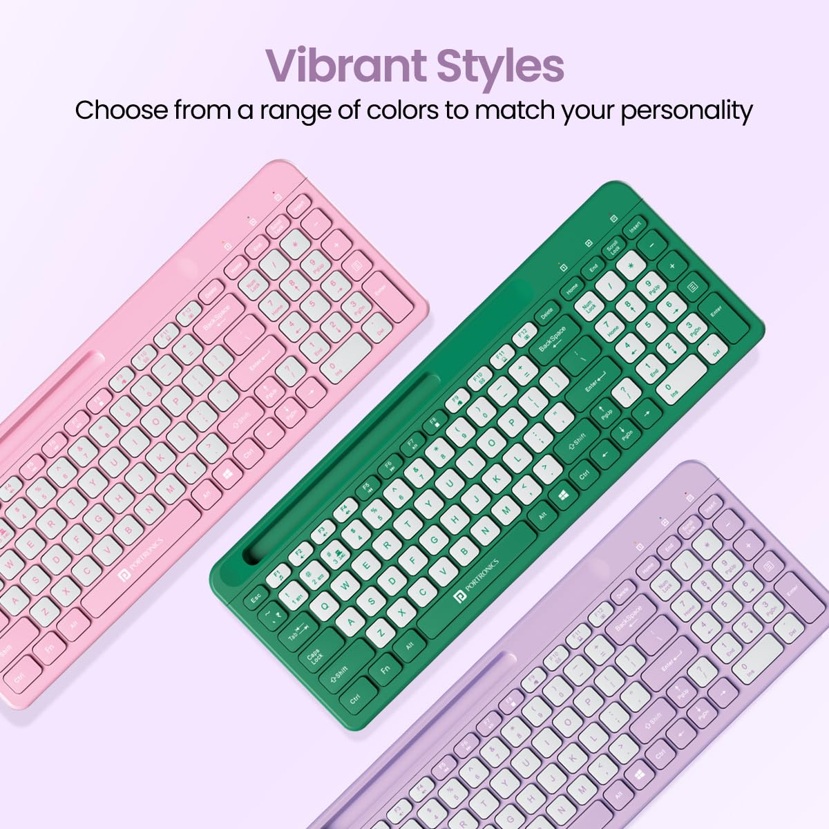 PORTRONICS Bubble Square Wireless Keyboard with Bluetooth & 2.4 GHZ Receiver - | Buy Online at Shwetha Computers