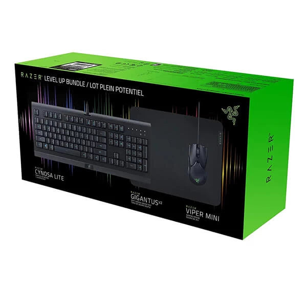 Razer Cynosa Lite Gaming Keyboard, Viper Mini Gaming Mouse and Gigantus V2 Gaming Mouse Pad Level Up