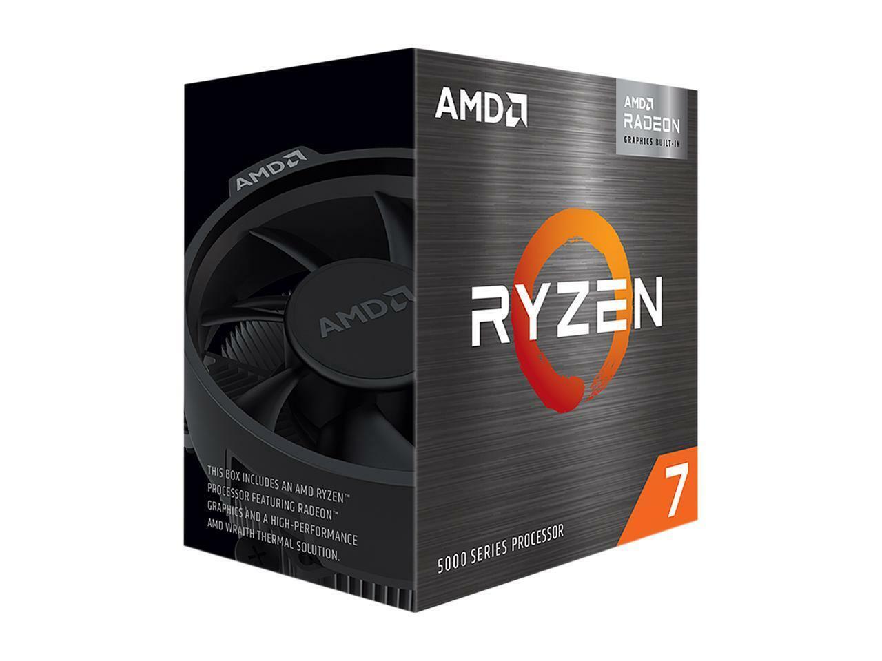 AMD Ryzen 7 5700G 8-Core Desktop Processor with Radeon Vega 8 Graphics, 16-Thread Unlocked for Overclocking, AM4 Socket, 65W TDP - 7nm FinFET Technology - Wraith Stealth Thermal Solution - Windows 10 Compatible