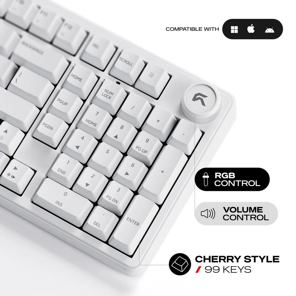 Cybeart Akula 99 | Compact Full-Size Tri-Mode Gaming Keyboard - | Buy Online at Shwetha Computers