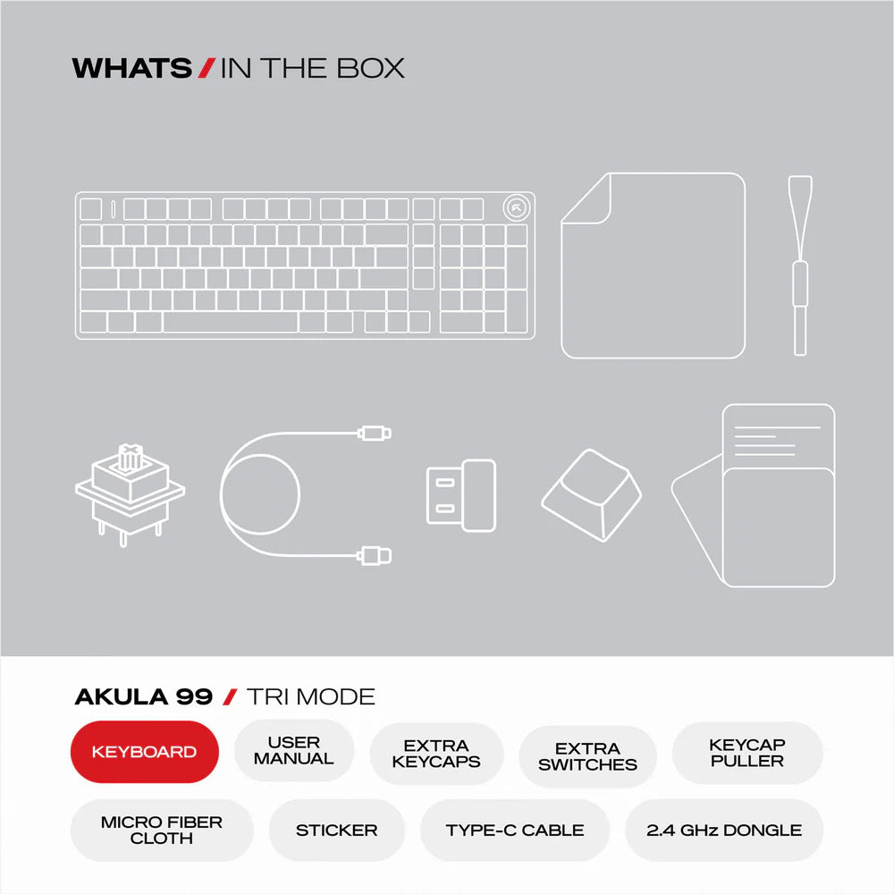 Cybeart Akula 99 | Compact Full-Size Tri-Mode Gaming Keyboard - | Buy Online at Shwetha Computers