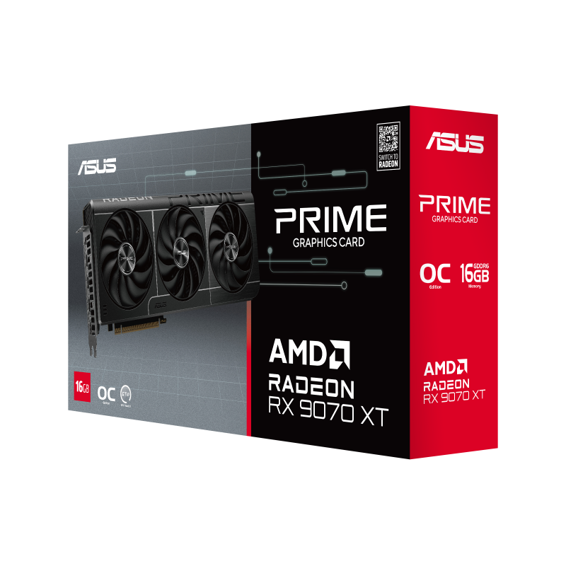 ASUS Prime Radeon RX 9070 XT OC Edition 16GB GDDR6 256-Bit Gaming Graphics Card