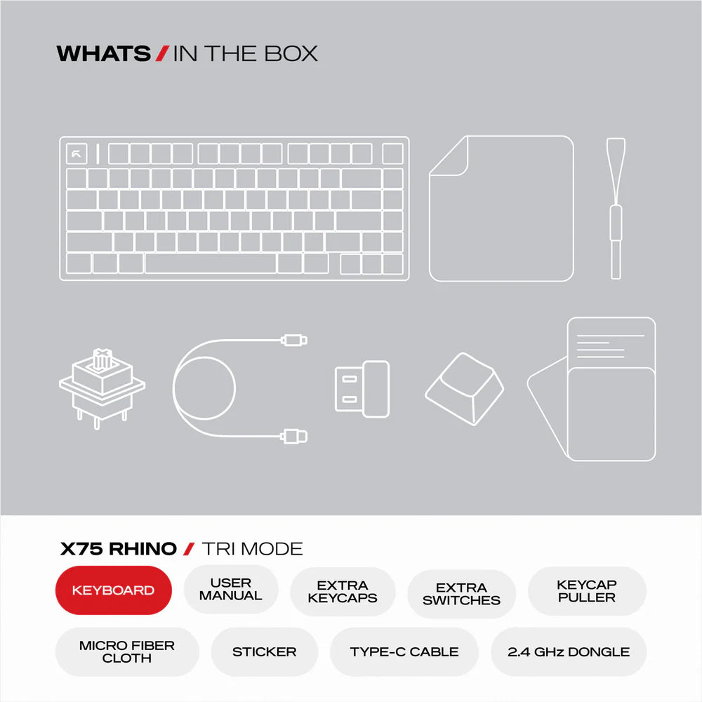 Cybeart X75 Rhino | TKL CNC Aluminium Tri-Mode Gaming Keyboard - | Buy Online at Shwetha Computers