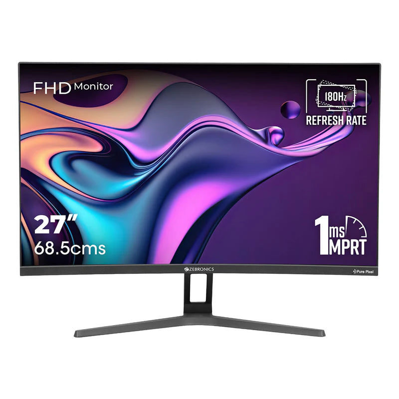 Zebronics 27 inch MT105-Zeb S27B - Blk/ VA/ 165 Hz/ 1MS/ Brightness 300 Nits/ Dci -P3 90%/ HDR10/ 2XHDMI, 1XDP/ Free Sync/ 3W Speaker/ Metal Satand/ 3 Yrs on Site ......