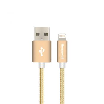 Honeywell Apple Lightning Sync & Charge Cable 1.2 Mtr (Braided) - Gold