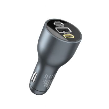 Portronics Car Power 120 120 W Car Charger (Quick Charge +PD) with 3 Ports
