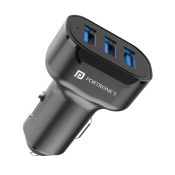 Portronics Car Power 11 Car Charger with Triple USB Port