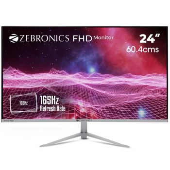 Zebronics 60.4cms 24inch Gaming Monitor (MT90-Zeb A24fhd) - Wht /Ips/165HZ / 8 MS/ Brightness 300 Nits/ Hdmi & Dp/ Dp Cable/ USB Port for Charging/ Built I Speaker/ Hdmi & Dp